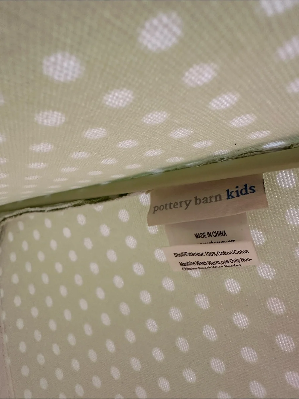 Pottery Barn Kids | Green Polka Dot Fabric Storage Bin